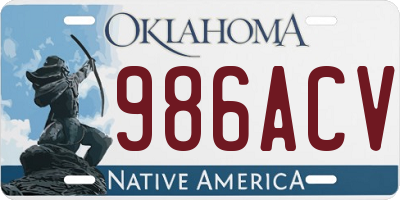 OK license plate 986ACV