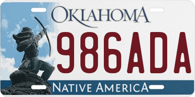 OK license plate 986ADA