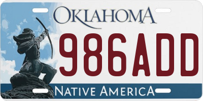 OK license plate 986ADD