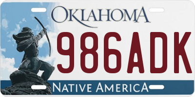 OK license plate 986ADK