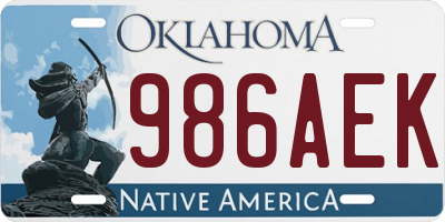 OK license plate 986AEK