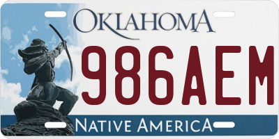 OK license plate 986AEM