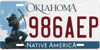 OK license plate 986AEP