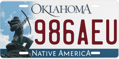 OK license plate 986AEU
