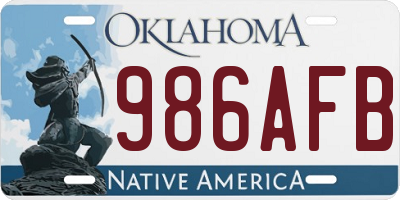 OK license plate 986AFB