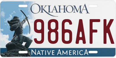 OK license plate 986AFK