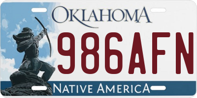 OK license plate 986AFN