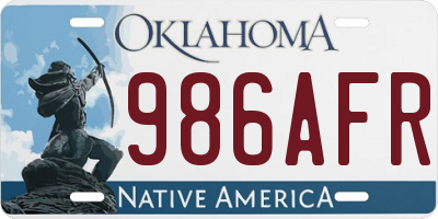OK license plate 986AFR