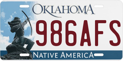 OK license plate 986AFS