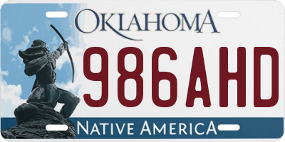 OK license plate 986AHD