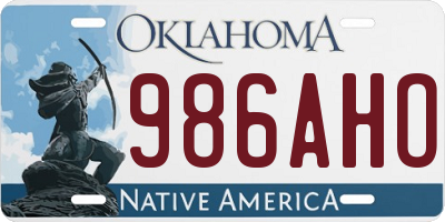 OK license plate 986AHO