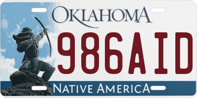 OK license plate 986AID