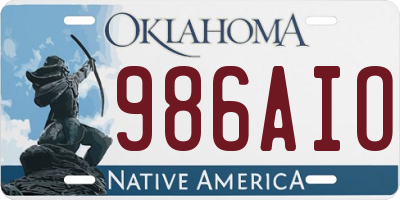OK license plate 986AIO