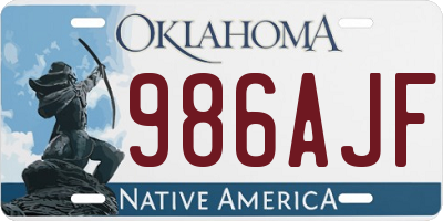 OK license plate 986AJF