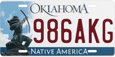 OK license plate 986AKG