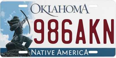 OK license plate 986AKN