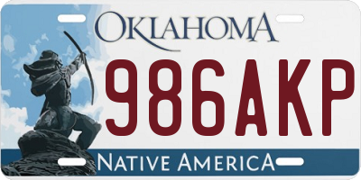 OK license plate 986AKP