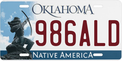 OK license plate 986ALD