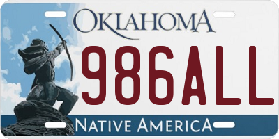 OK license plate 986ALL