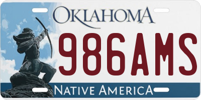 OK license plate 986AMS