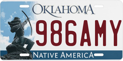 OK license plate 986AMY