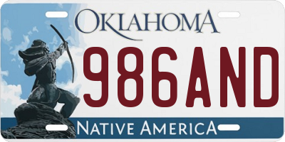 OK license plate 986AND