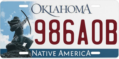 OK license plate 986AOB