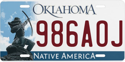 OK license plate 986AOJ