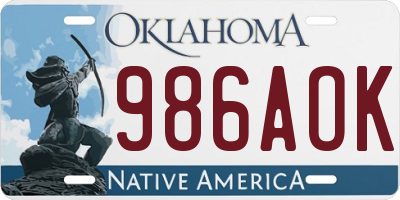 OK license plate 986AOK