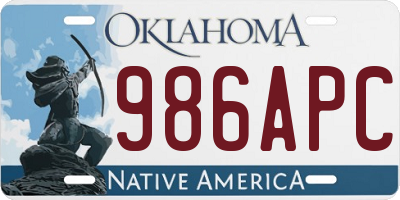 OK license plate 986APC