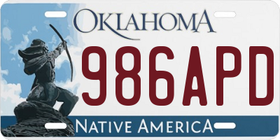 OK license plate 986APD