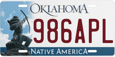 OK license plate 986APL