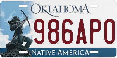 OK license plate 986APO