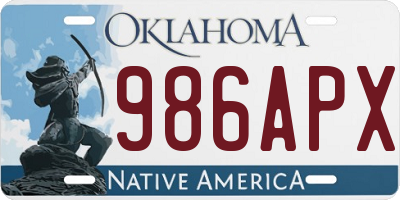 OK license plate 986APX