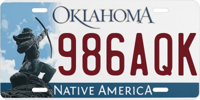 OK license plate 986AQK