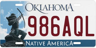 OK license plate 986AQL