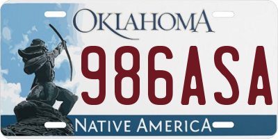 OK license plate 986ASA