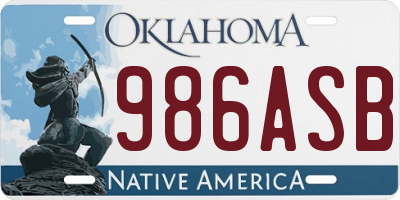 OK license plate 986ASB