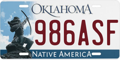 OK license plate 986ASF