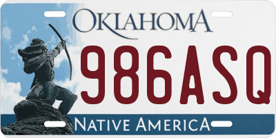 OK license plate 986ASQ