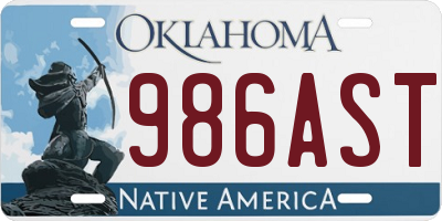 OK license plate 986AST