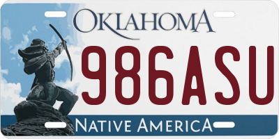 OK license plate 986ASU