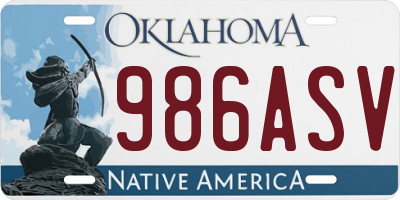 OK license plate 986ASV