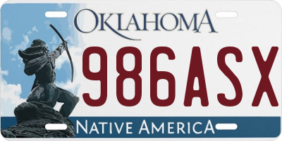 OK license plate 986ASX