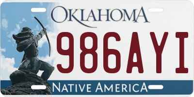 OK license plate 986AYI