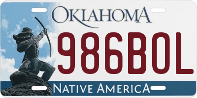 OK license plate 986BOL