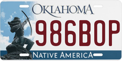 OK license plate 986BOP