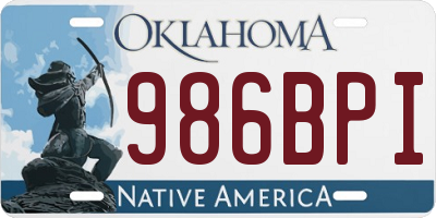 OK license plate 986BPI