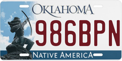 OK license plate 986BPN
