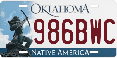OK license plate 986BWC